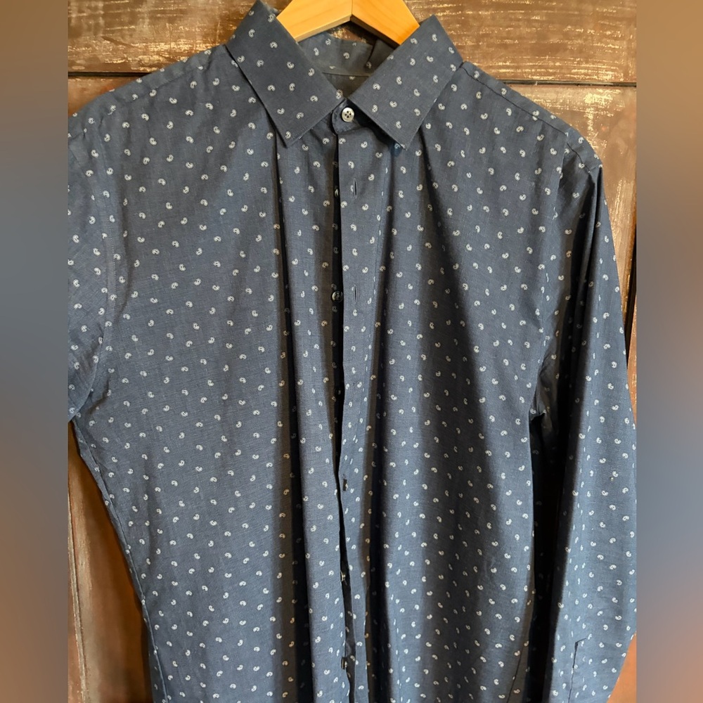jf j.ferrar Navy Polka Dot Button Down Shirt